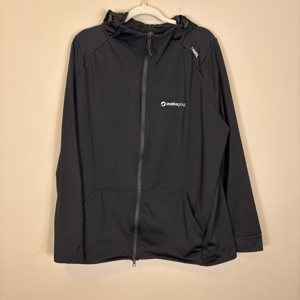 UNRL x Ovative Group Black Zip-Up Hooded Fleece‎ Lined Sweatshirt XXL
